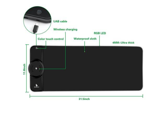 KEHIPI Gaming Mouse Pad,Gaming Desk Mat,Mouse Pad with Wireless Charging,15W Fast Chargering,10 Lighting Modes,for Gaming...