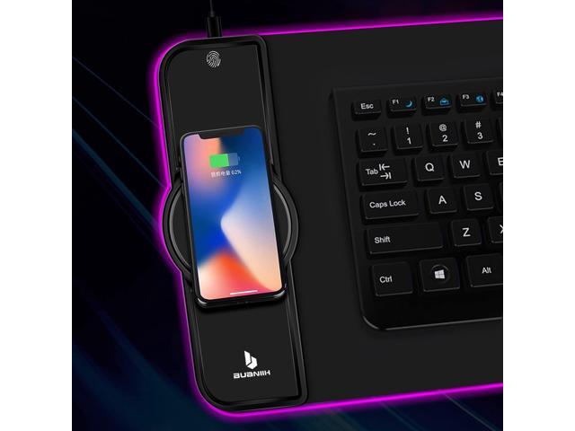 KEHIPI Gaming Mouse Pad,Gaming Desk Mat,Mouse Pad with Wireless Charging,15W Fast Chargering,10 Lighting Modes,for Gaming...