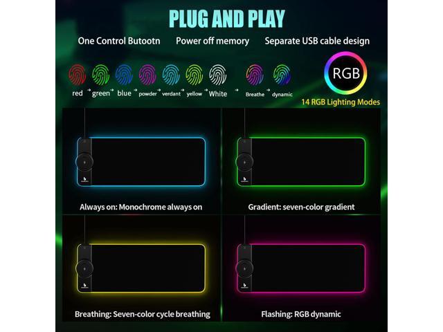 KEHIPI Gaming Mouse Pad, Wireless Charging, 15W Fast, Extended Large Size, 10 Lighting Modes, Office & Gaming, 31.5'X11.8' (Galaxy)