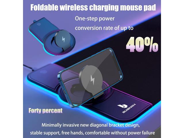 KEHIPI Gaming Mouse Pad, Wireless Charging, 15W Fast, Extended Large Size, 10 Lighting Modes, Office & Gaming, 31.5'X11.8' (Galaxy)