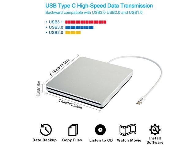 KEHIPI External CD DVD Drive USB C Ultra Slim Portable CD DVD Player Burner/Writer/Reader USB Superdrive Disc Duplicator for MacBook...