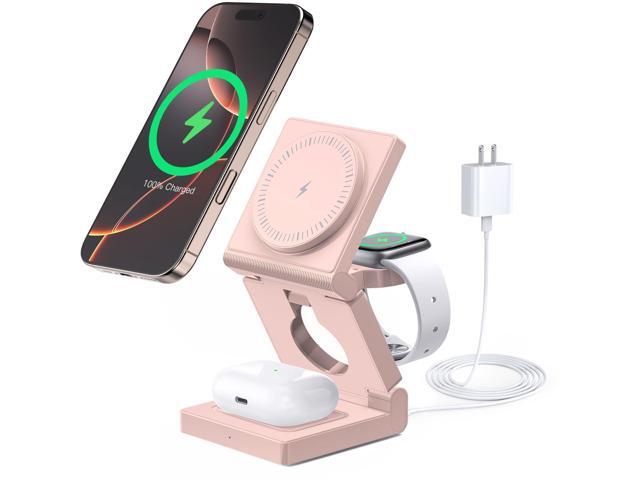 KEHIPI 3 in 1 Wireless Charging Station for Apple Multple Devices Foldable Magnetic Wireless Charger Dock Travel 18W Charging Pad for iPhone 16 15...
