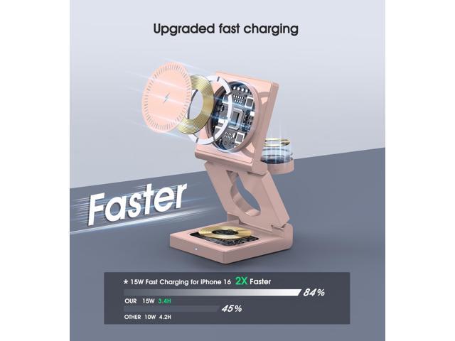 KEHIPI 3 in 1 Wireless Charging Station for Apple Multple Devices Foldable Magnetic Wireless Charger Dock Travel 18W Charging Pad for iPhone 16 15...