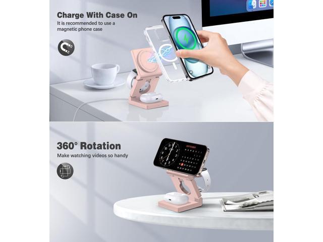 KEHIPI 3 in 1 Wireless Charging Station for Apple Multple Devices Foldable Magnetic Wireless Charger Dock Travel 18W Charging Pad for iPhone 16 15...
