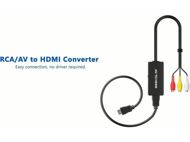 KEHIPI RCA to HDMI Converter, AV Composite to HDMI Converter Adapter, Wii/PS2/VHS/VCR/DVD/X box/n64 to HDMIconnector for New TV, Support PAL/NTSC,...