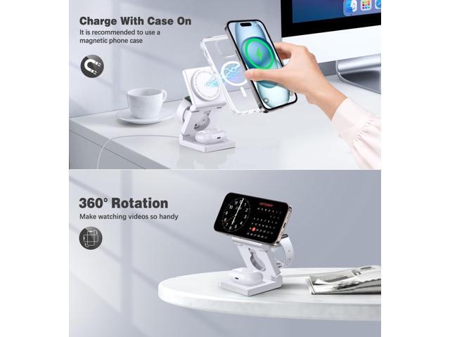KEHIPI 3 in 1 Wireless Charging Station for Apple Multple Devices - Foldable Magnetic Wireless Charger Dock -Travel 18W Charging Pad for iPhone 17...