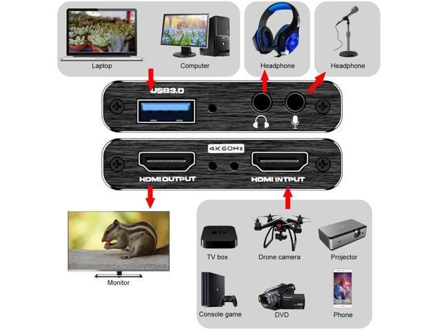 KEHIPI 4K HDMI Capture Card for Streaming, Full HD 1080P 60FPS USB 3.0 Cam Link Game Audio Video Capture Card, Work with Camera/Nintendo...