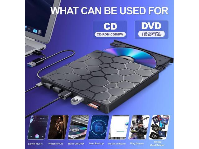 KEHIPI External CD/DVD Drive for Laptop, DVD Player for Laptop with Carrying Case, 8 in 1 USB 3.0 Ultra-Slim Portable, CD Burner External Optical...