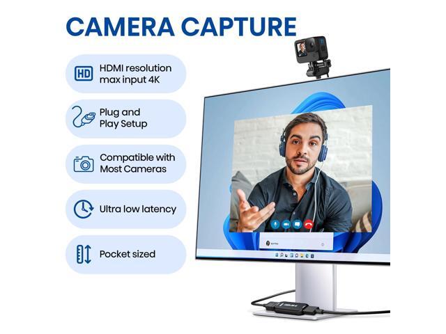 KEHIPICam Link 4K, Capture Card, External Camera Capture Card for DSLR, Camcorder, ActionCam as Webcam, Stream and Record in 2K50 or 1080P 60FPS,...