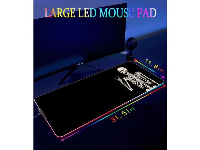 KEHIPI RGB Gaming Mouse Pad, Large Mousepad with Led Light, Big Keyboard Pad Gaming Accessories for Desk, Non-Slip Rubber Base Black Human Skeleton...