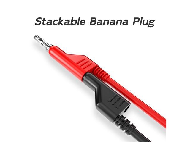 KEHIPI 5PCS Stackable Banana to Banana Plug Test Leads Soft Electrical Test Cable Wire 3.3ft/1m for Multimeter 1000V 15A