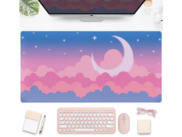 KEHIPI Cute Clouds Desk Mat Kawaii Desk Pad Gaming Mouse Pad Large Blue Sky Deskmat XXL Mousepad, Pink Purple Keyboard Mouse Mat Computer Mat for...