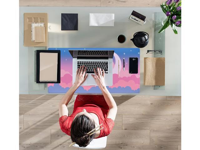 KEHIPI Cute Clouds Desk Mat Kawaii Desk Pad Gaming Mouse Pad Large Blue Sky Deskmat XXL Mousepad, Pink Purple Keyboard Mouse Mat Computer Mat for...