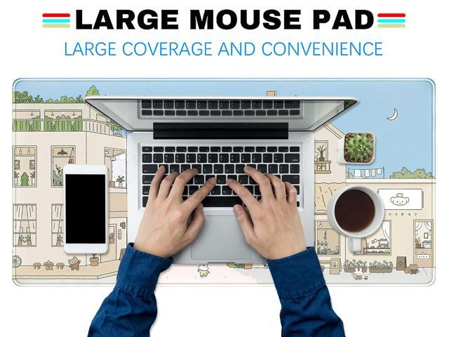 KEHIPI Cute Desk Mat Kawaii Mousepad Japanese Street Mouse Pad,Blue and Brown Cute Anime Keyboard Mat 31.5'x15.75', Large Mouse Pad XXL Gaming Desk...