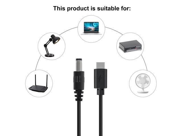 KEHIPI 2PCS DC to Type C USB PD 9V 12V 15V 20V 5.5x2.1mm 2.5 Power Supply Cable for Wireless Router Laptop LED Strip Speaker CCTV Camera(5V)