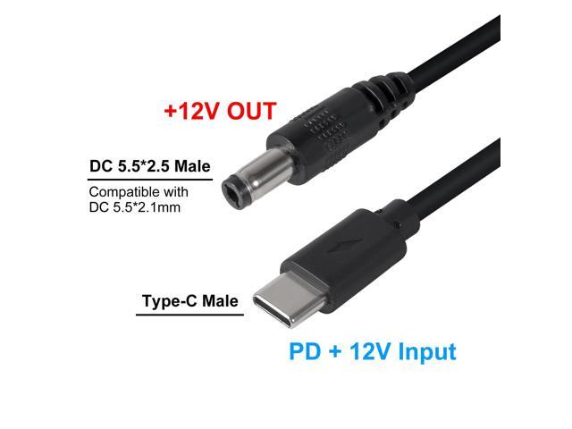 KEHIPI 2PCS DC to Type C USB PD12V 5.5x2.5mm (Compatible with 5.5mm x 2.1mm) Power Supply Cable for Wireless Router Laptop LED Strip Speaker CCTV...