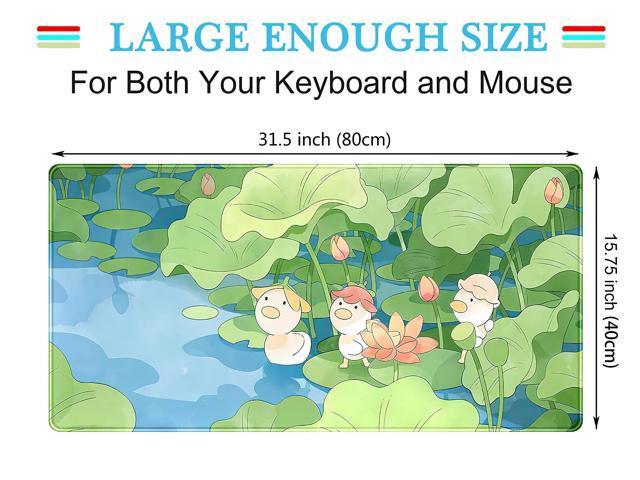 KEHIPI Green Cute Anime Desk Mat Kawaii Cartoon Ducks Gaming Mouse Pad XXL Large Anime Girl Gamer Mousepad Women Office Decor Desk Pad Aesthetic...