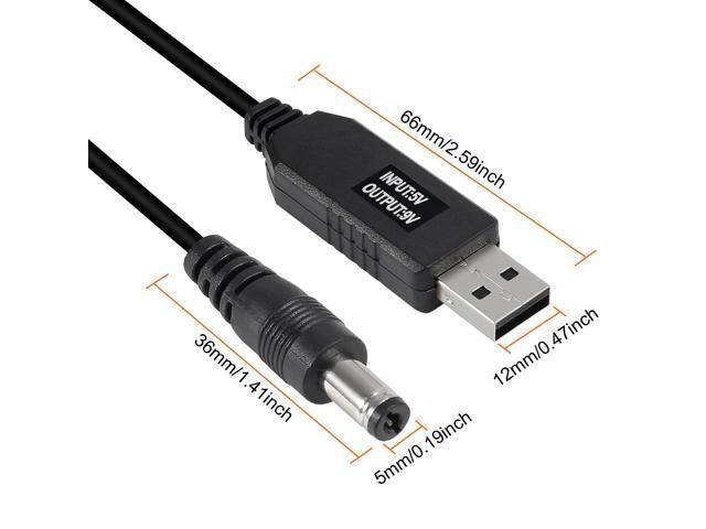 KEHIPI 4pcs 5V to 9V USB Voltage Step Up Converter Cable Power Supply With 5.5x2.1mm DC Connect Male 1M for WiFi Router Mini Fan Speaker 3.2ft