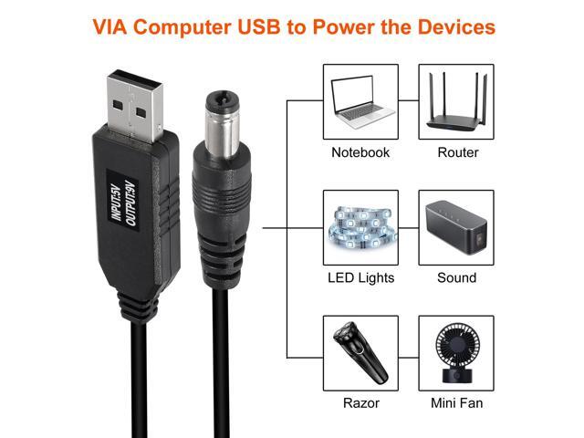 KEHIPI 4pcs 5V to 9V USB Voltage Step Up Converter Cable Power Supply With 5.5x2.1mm DC Connect Male 1M for WiFi Router Mini Fan Speaker 3.2ft