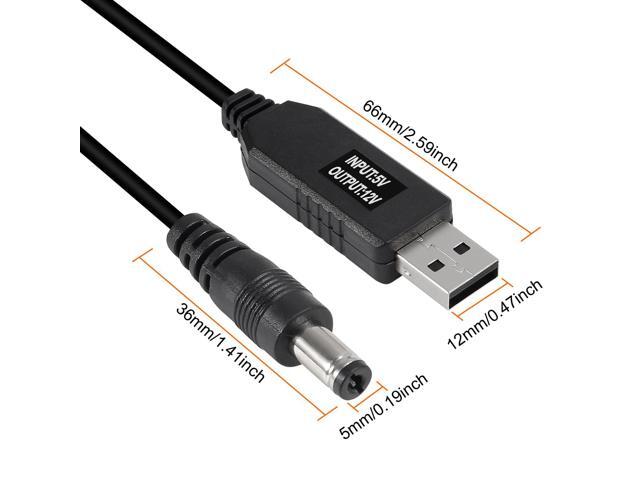 KEHIPI 4pcs DC 5V to DC 12V USB Voltage Step Up Converter Cable Power Supply USB Cable with 5.5x2.1mm DC Connect Male 1M for WiFi Router Mini Fan...