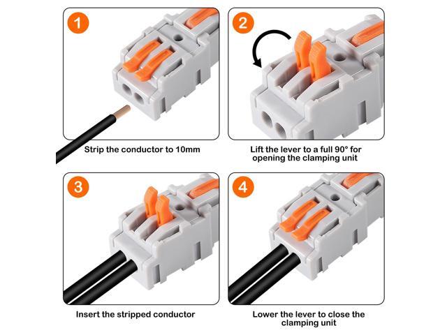 KEHIPI 20 Pcs Conductor Compact Connectors Lever Wire Nuts, 1 Conductor Compact Wire Connectors Splicing Connectors for Any Circuit Inline 24-12 AWG