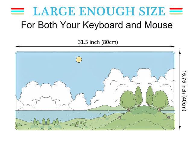 KEHIPI Cute Anime Desk Mat Kawaii Mousepad, Anime Street Aesthetics Desk Pad XXL, Japanese/Korean Lo-fi Drawing, Cute Green Blue Nature Mouse Pad...