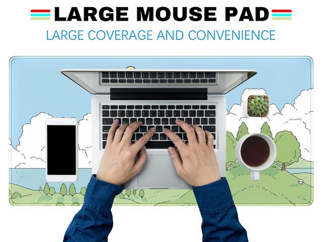 KEHIPI Cute Anime Desk Mat Kawaii Mousepad, Anime Street Aesthetics Desk Pad XXL, Japanese/Korean Lo-fi Drawing, Cute Green Blue Nature Mouse Pad...