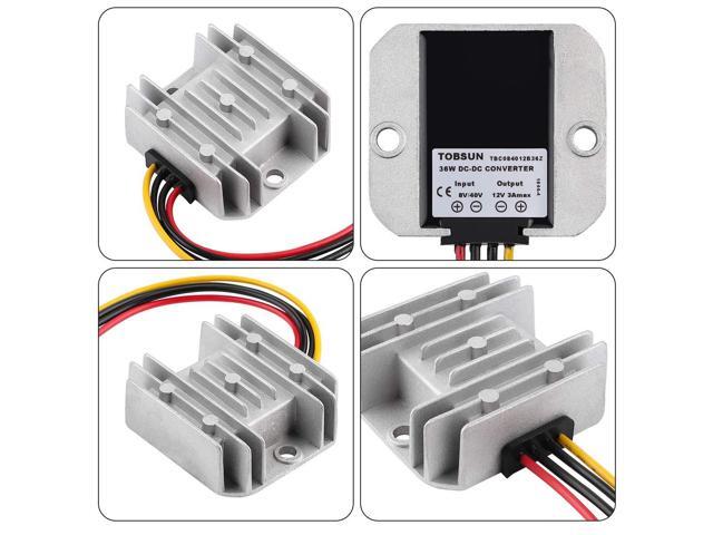 KEHIPI Reducer DC 8V-40V to 12V 3A 36W Automatic Buck Boost Converter Step Down Up Regulator Waterproof Module Transformer for Golf Cart Club Car