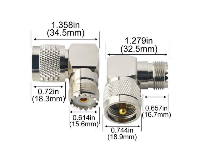 KEHIPI UHF Connector Right Angle Coax Connector UHF Male Plug PL259 to UHF Female Jack SO239 90 Degree L Shape Low Loss Coax Cable Connector RF...
