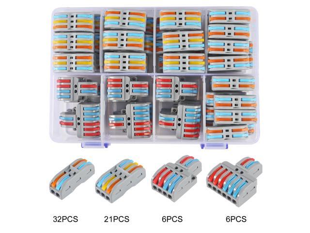 KEHIPI 65PCS Lever Wire Connectors, 2 in 2 Out/2 in 4 Out/2 in 6 Out /3 in 3 Out Quick Wire Connectors Kit Assortment Lever Connector Kit for...