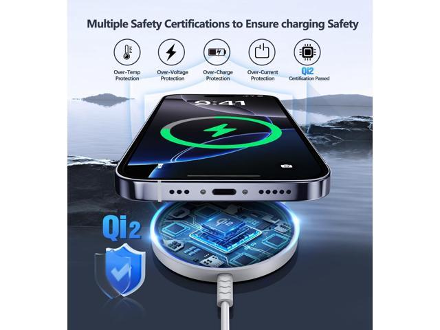 KEHIPI Magnetic Wireless Charger, Qi2 Certified for MagSafe Charger 2 Pack 15W Wireless Fast Charging Pad for iPhone 16/15/14/13/12 Series &...