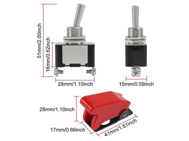 KEHIPI 6 Pack Heavy Duty Rocker Toggle Switch 12V 20A SPST ON/Off 2Pin with Red Aircraft Safety Cover for Auto Car Marine Boat
