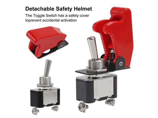 KEHIPI 6 Pack Heavy Duty Rocker Toggle Switch 12V 20A SPST ON/Off 2Pin with Red Aircraft Safety Cover for Auto Car Marine Boat