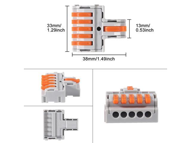 KEHIPI 10PCS Lever Wire ConnectorsLever Wire Connectors, Quick Wiring Cable Connector Push-in Conductor Terminal Block(1 in 5 Out)