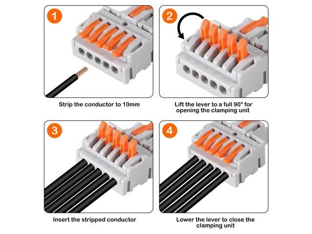 KEHIPI 10PCS Lever Wire ConnectorsLever Wire Connectors, Quick Wiring Cable Connector Push-in Conductor Terminal Block(1 in 5 Out)