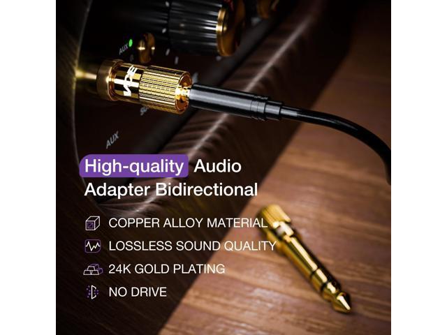 KEHIPI 6.35mm (1/4 inch) Male to 3.5mm (1/8 inch) Female Stereo Audio Jack Adapter for Aux Cable, Guitar Amplifier, Headphone, 2 Pack