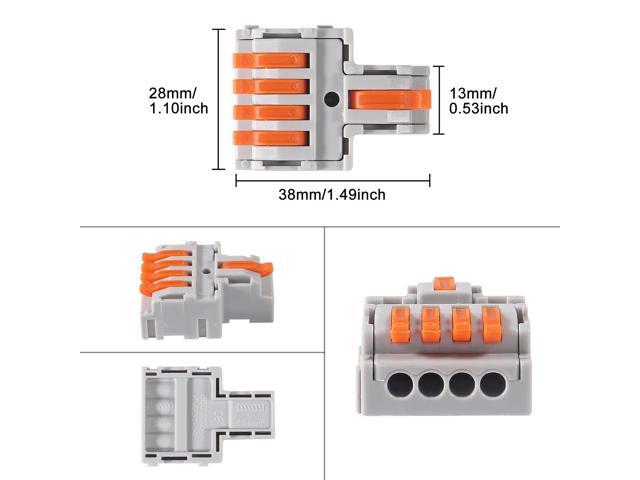KEHIPI 10Pcs Lever Wire Connectors, DIY Mini Quick Terminal Block Compact Splice Electrical Connectors, 1 in 4 Out 24-12 AWG