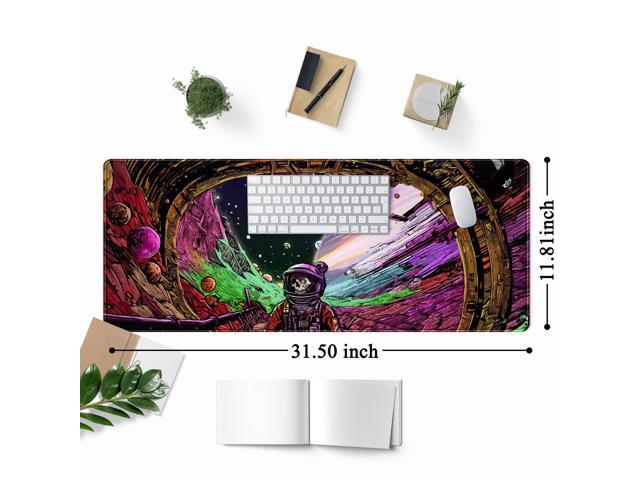 KEHIPI Strange Planet Desk Mat Space Scene Large Gaming Mouse Pad Extended Anime Vibrant Colors Desk Pad Futuristic Spaceship Mousepad XL Cosmic...