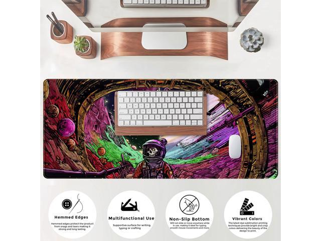 KEHIPI Strange Planet Desk Mat Space Scene Large Gaming Mouse Pad Extended Anime Vibrant Colors Desk Pad Futuristic Spaceship Mousepad XL Cosmic...
