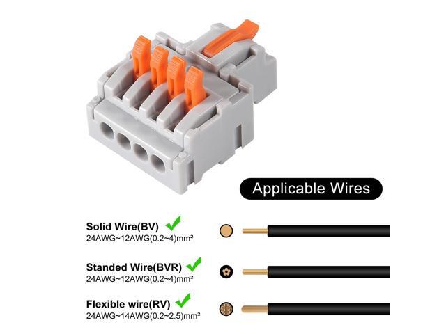KEHIPI 10Pcs Lever Wire Connectors, DIY Mini Quick Terminal Block Compact Splice Electrical Connectors, 1 in 4 Out 24-12 AWG