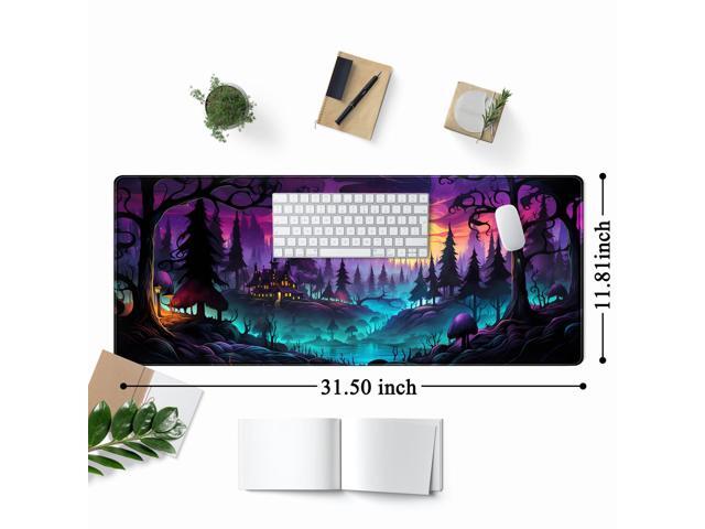 KEHIPI Mystic Forest Desk Mat Purple Cute Large Mouse Pad Extended Gaming Mousepad XL Big Aesthetic Desk Pad Cool Anime Keyboard Mat Laptop Desktop...