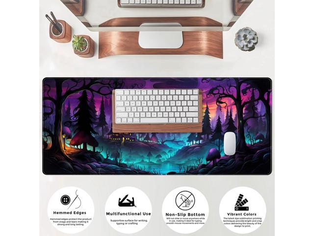 KEHIPI Mystic Forest Desk Mat Purple Cute Large Mouse Pad Extended Gaming Mousepad XL Big Aesthetic Desk Pad Cool Anime Keyboard Mat Laptop Desktop...