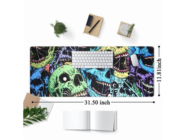 KEHIPI Colorful Skulls Desk Mat Large Gaming Mouse Pad XL Extended Mousepad Desk Pad Big Keyboard Pad Desktop Mouse Mat 31.5''x11.8'' Deskmat for...