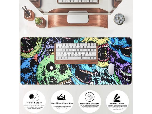 KEHIPI Colorful Skulls Desk Mat Large Gaming Mouse Pad XL Extended Mousepad Desk Pad Big Keyboard Pad Desktop Mouse Mat 31.5''x11.8'' Deskmat for...