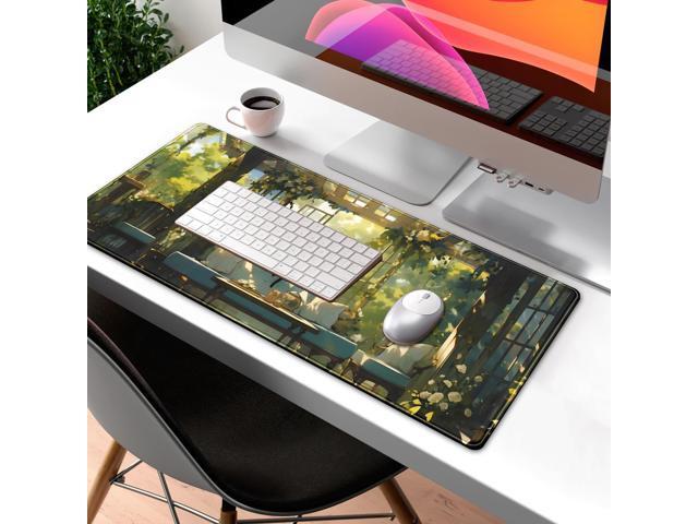 KEHIPI Cute Cat Desk Mat Green Plants Aesthetic Desk Pad Anime Kawaii Gaming Mouse Pad Large Mousepad Extended XL Laptop Keyboard Mouse Mat...