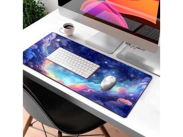 KEHIPI Pastel Anime Space Desk Mat Nebula View Cute Aesthetic Desk Pad Stars Galaxies Deep Dark Blue Cosmos Large Mouse Pad Extended Gaming...