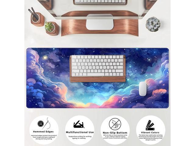 KEHIPI Pastel Anime Space Desk Mat Nebula View Cute Aesthetic Desk Pad Stars Galaxies Deep Dark Blue Cosmos Large Mouse Pad Extended Gaming...