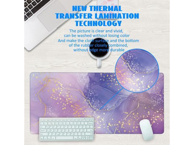 KEHIPI Desk Mat, Purple Rose and Lavender Liquid Marble Extended Gaming Mouse Pad Large, 35.4'x15.7' Big Mouse Pad with Non-Slip Base and Stitched...
