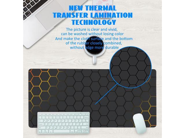 KEHIPI Desk Mat, Black Gold Honeycomb Technology Extended Gaming Mouse Pad Large, 35.4'x15.7' Big Mouse Pad with Non-Slip Base and Stitched Edge,...