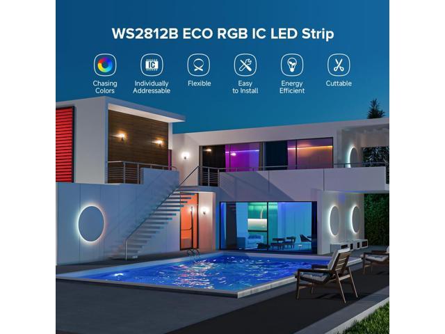 KEHIPI WS2812B RGB ECO LED Strip, Chasing Effects 5050SMD Individually Addressable 16.4FT 60Pixels/m 300Pixels Flexible Dream Color IP30 for...